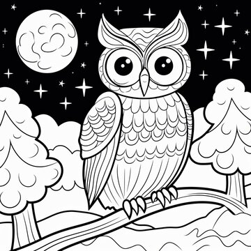 Coloring book for children depicting anight owl
