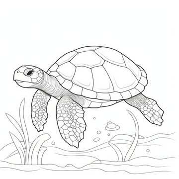 Coloring book for children depicting apond turtle