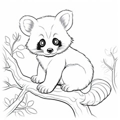 Obraz premium Coloring book for children depicting ared panda