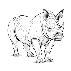 Coloring book for children depicting arhinoceros