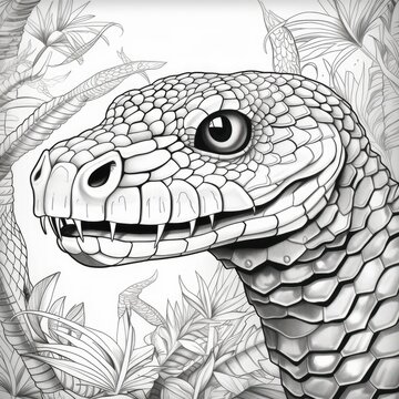 Coloring book for children depicting areticulated python