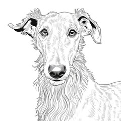 Coloring book for children depicting ascottish deerhound