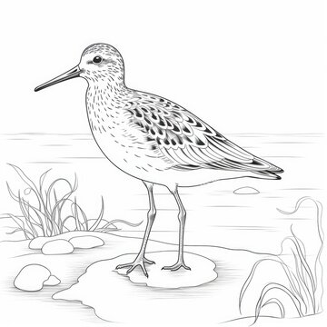 Coloring book for children depicting asandpiper