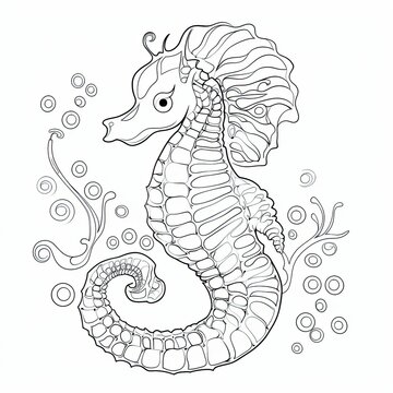 Coloring book for children depicting aseahorse
