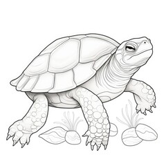Fototapeta premium Coloring book for children depicting asoftshell turtle