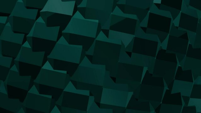 Abstract Green 3D square video background. Background of Animated Cubes. Abstract motion, loop, two color, 3d rendering