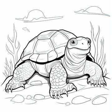 Coloring book for children depicting asnapping turtle