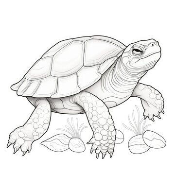 Coloring book for children depicting asoftshell turtle