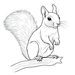 Coloring book for children depicting asquirrel
