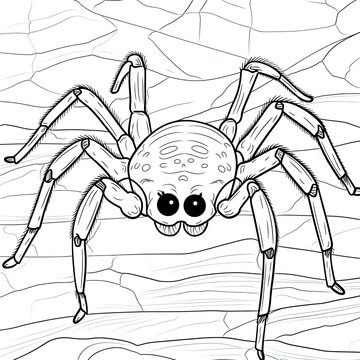 Coloring book for children depicting atrapdoor spider
