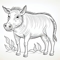 Fototapeta premium Coloring book for children depicting awarthog