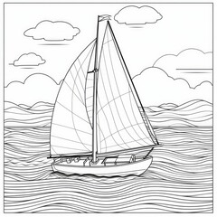 Coloring book for children depicting awater boat