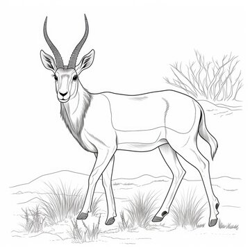 Coloring book for children depicting awaterbuck