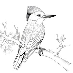 Coloring book for children depicting awoodpecker