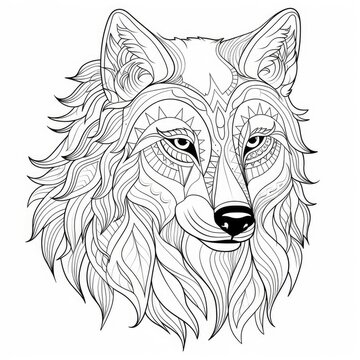 Coloring book for children depicting awolf