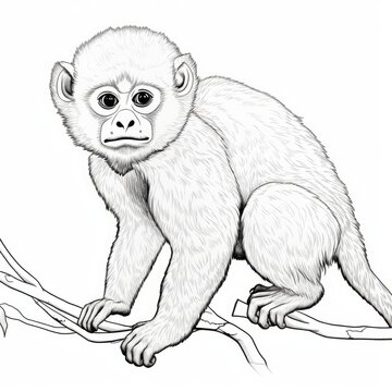 Coloring book for children depicting awoolly monkey