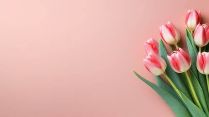 pink tulip bouquet on pink background