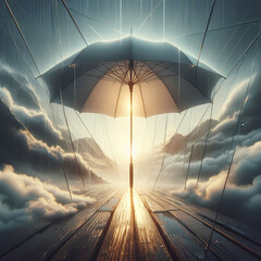  a captivating image featuring an umbrella, symbolizing protection and shelter, Generative Ai