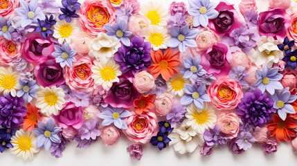 Obraz na płótnie Canvas Spring flowers pattern top view