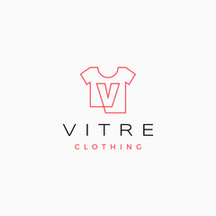 v letter tee tshirt apparel clothing monogram logo vector icon illustration