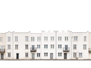a row of buildings with windows