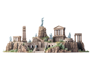 a large monument and a city