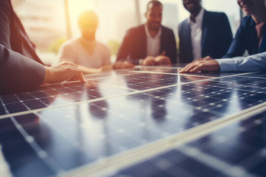Business Team Discussing Solar Energy Project