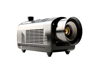 a black projector with a lens