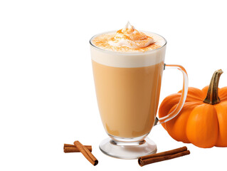 a pumpkin and a glass of coffee