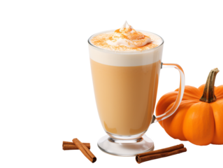 a pumpkin and a glass of coffee