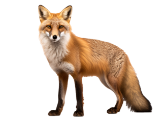 a fox standing on a white background
