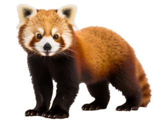 a red panda with a white and black tail