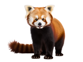 a red panda with white ears