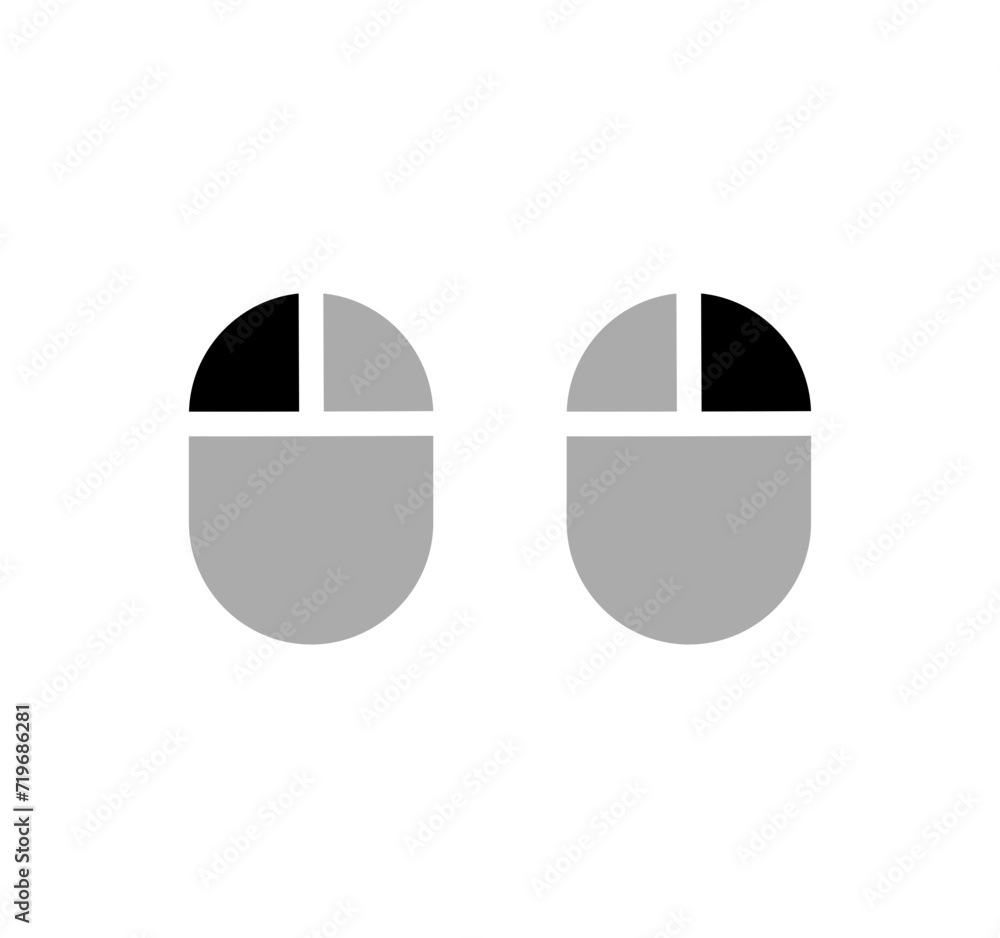 Aufkleber left and right mouse click icon. vector simple computer mouse icon.