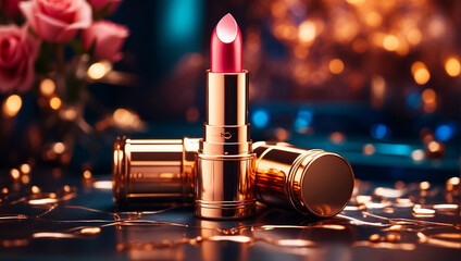 Chic lipstick, cosmetic background premium luxury