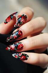 Extravagant painted fingernails, female nail art