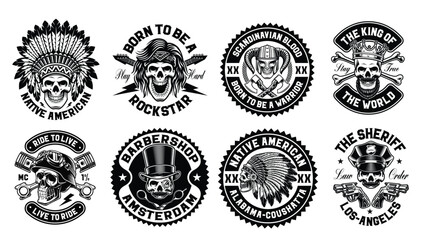 Vector skulls set in vintage style, these designs can be used as t-shirt designs