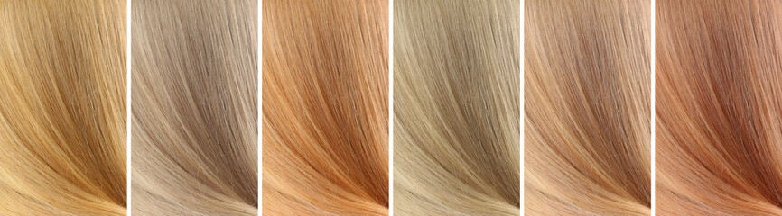 Samples of different blonde hair colors