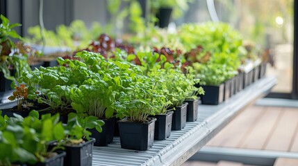 Fototapeta na wymiar Lettuce is grown in a modern greenhouse