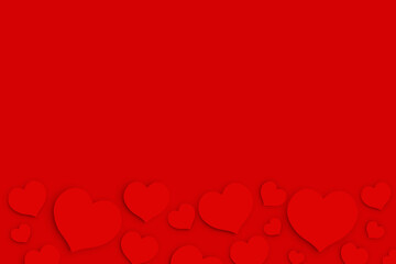 Heart elements on red background with copy space