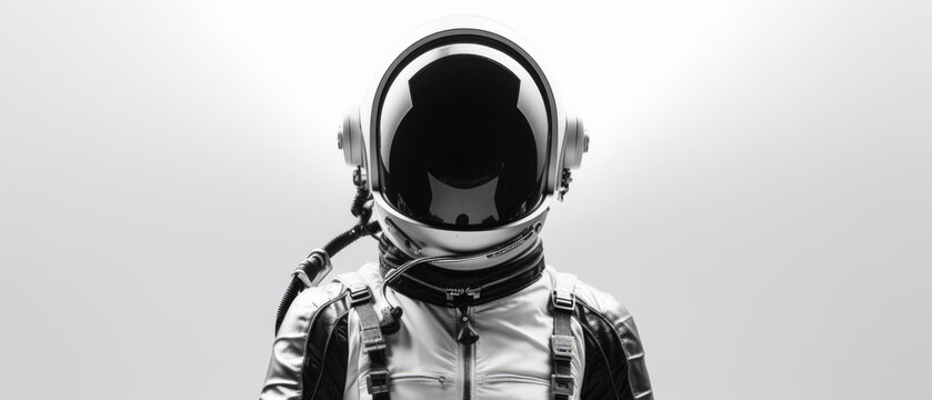 Stylish portrait of an astronaut in a suit in monochrome