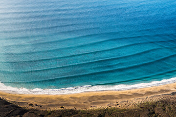 Waves pattern in the infinite blue ocean of Lanzarote Island. Canary, Macaronesia, Spain.  - 719691864