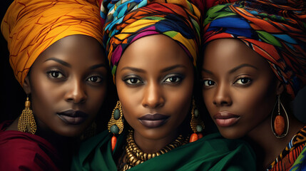 Obraz premium A group of women of African or African-American appearance in colorful clothes together