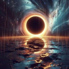 breathtaking image of a black hole looming near Earth Generated Ai