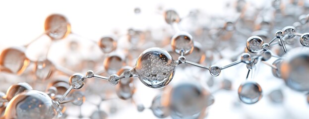 Molecules microscopic view of atom particles hydrogen bonds chemistry - obrazy, fototapety, plakaty