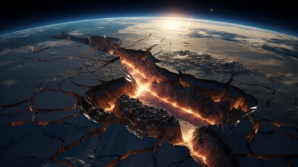 Apocalyptic meteor impact on Earth scene