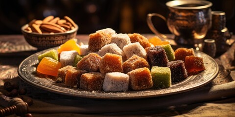 Delicious Moroccan Brewat sweets on a full plate