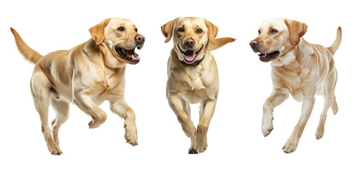Collection of different positions of Labrador Retriever over isolated transparent background