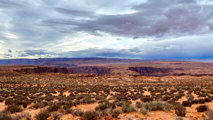 Desert landscape with a cloudy sky