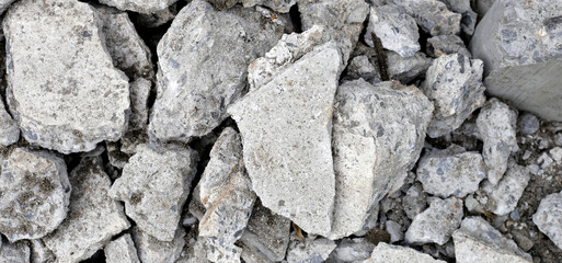 Broken concrete, Piles of rubble after house demolition